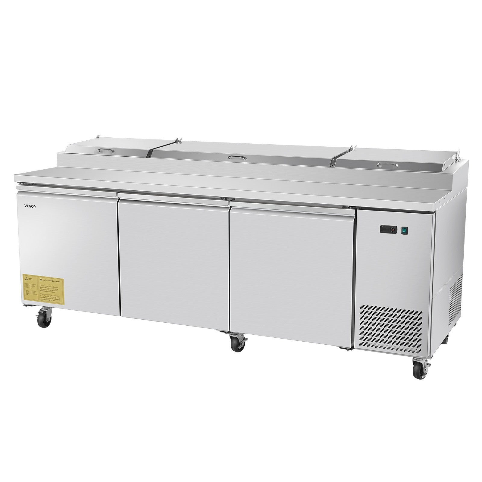 VEVOR Commercial Refrigerated Pizza Prep Table Stainless Steel Fridge Tripledoor