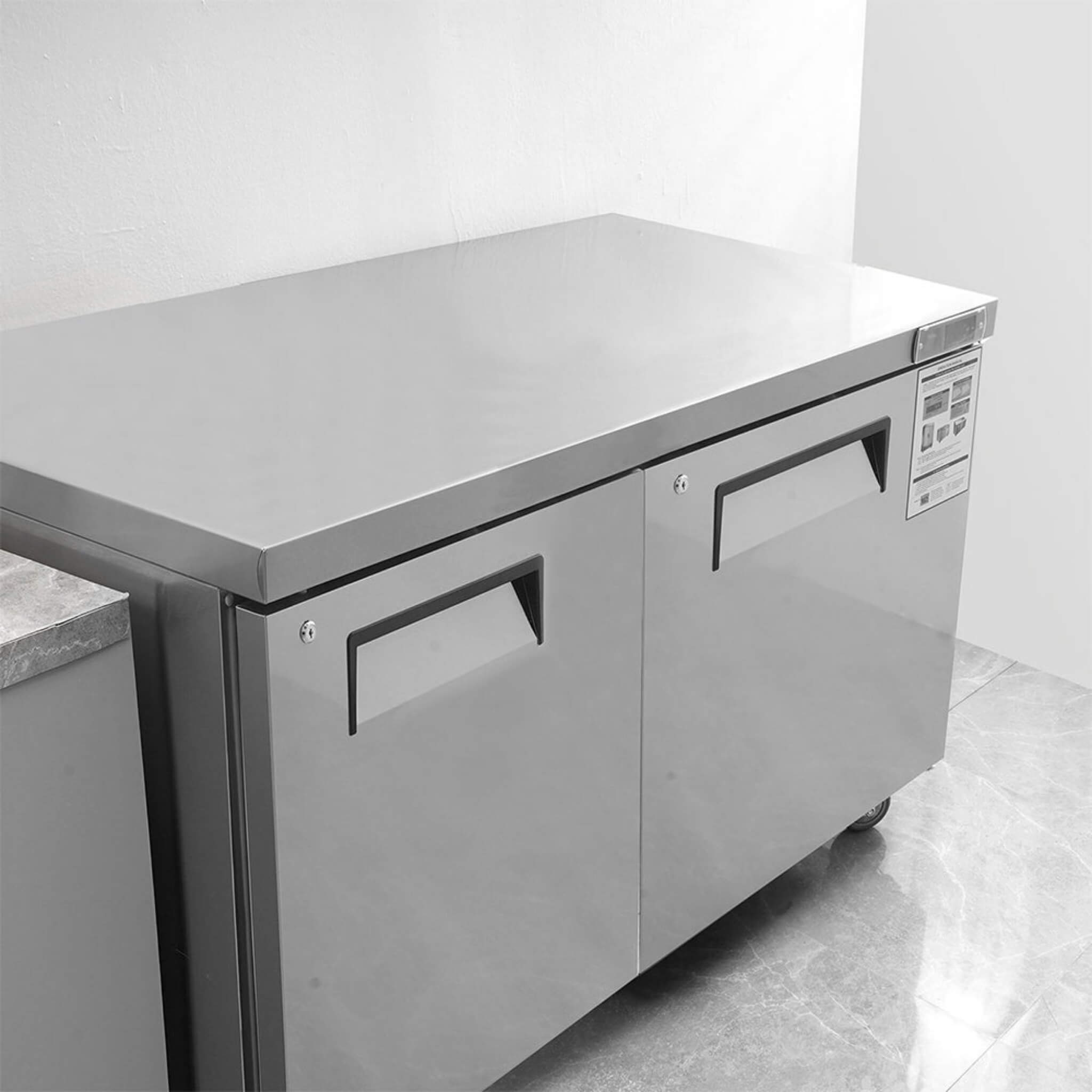 12.9 Cu.Ft 2-Door Commercial Stainless Steel Worktop Undercounter Refrigerator, 48" (SAK13725)