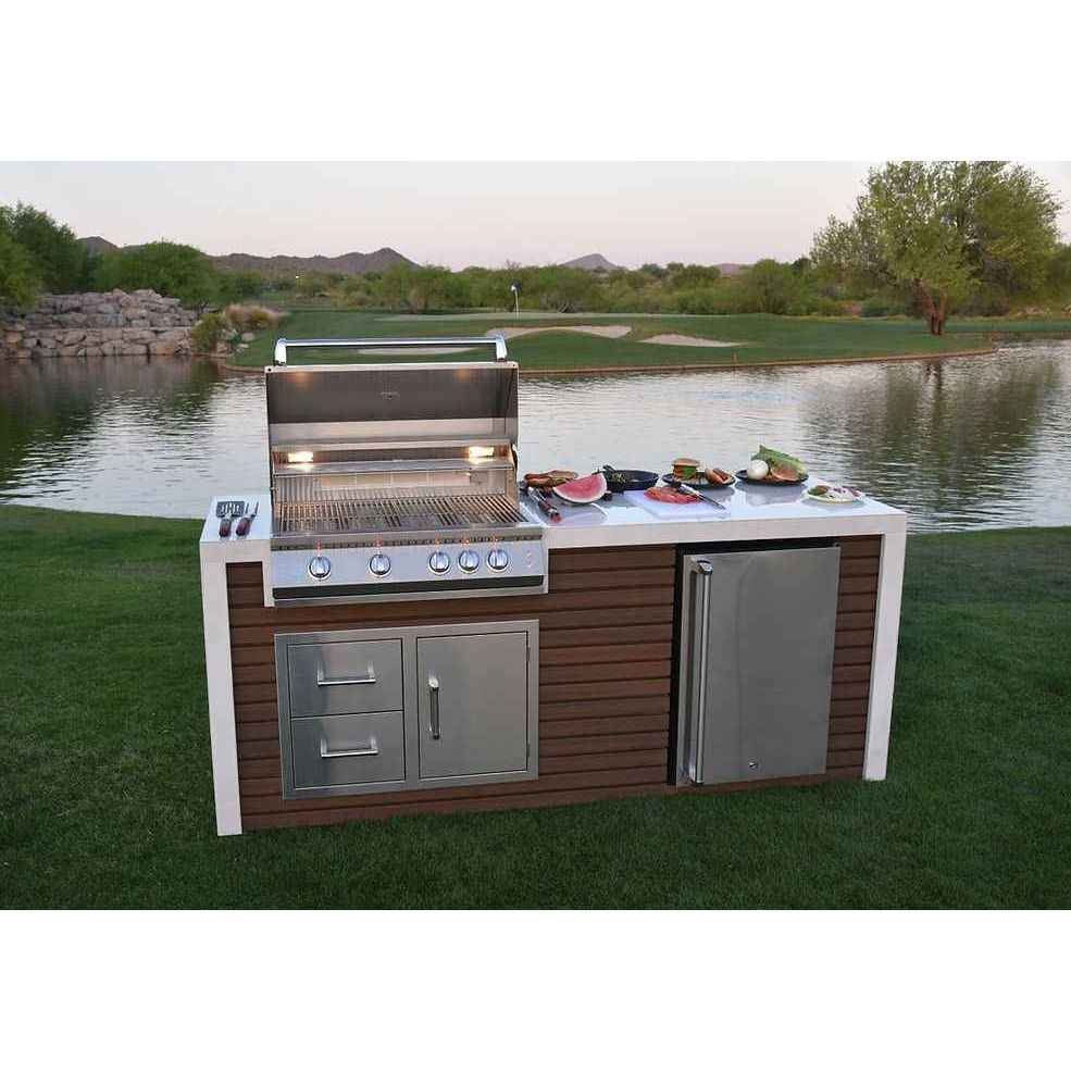 KoKoMo Outdoor Kitchen Island with Waterfall Edge – 32” Built-In Grill