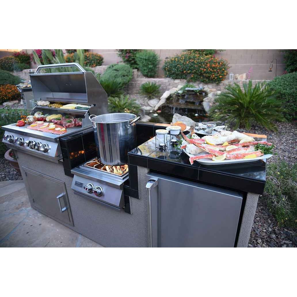KoKoMo BBQ Island - 7'6" Outdoor Kitchen with 4-Burner Grill, Wok Burner & Refrigerator