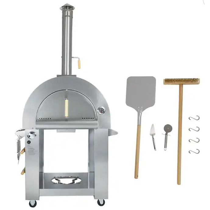 KoKoMo 32” Dual Fuel Pizza Oven - Gas or Wood-Fired Stainless Steel Outdoor Oven
