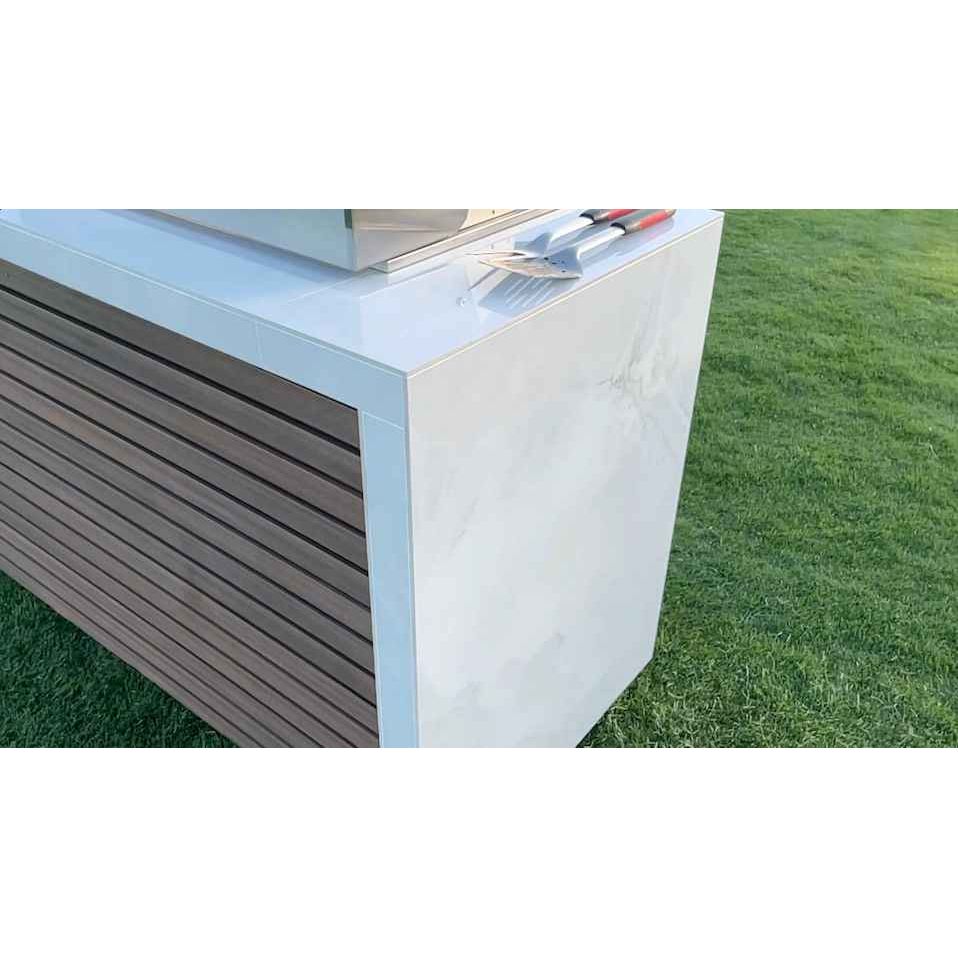 KoKoMo Outdoor Kitchen Island with Waterfall Edge – 32” Built-In Grill