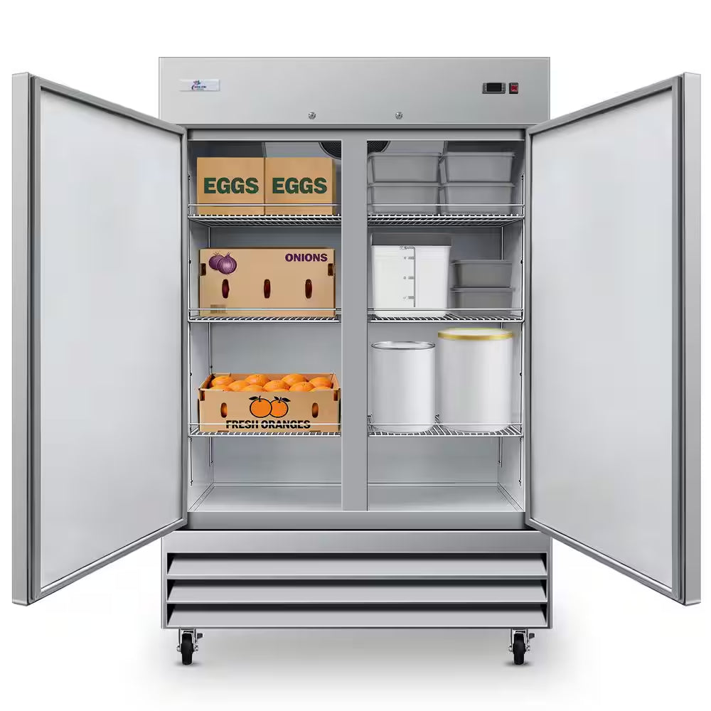 54 In. W 47 Cu.Ft. Commercial Auto-Defrost 2-Door Refrigerator in Stainless Steel