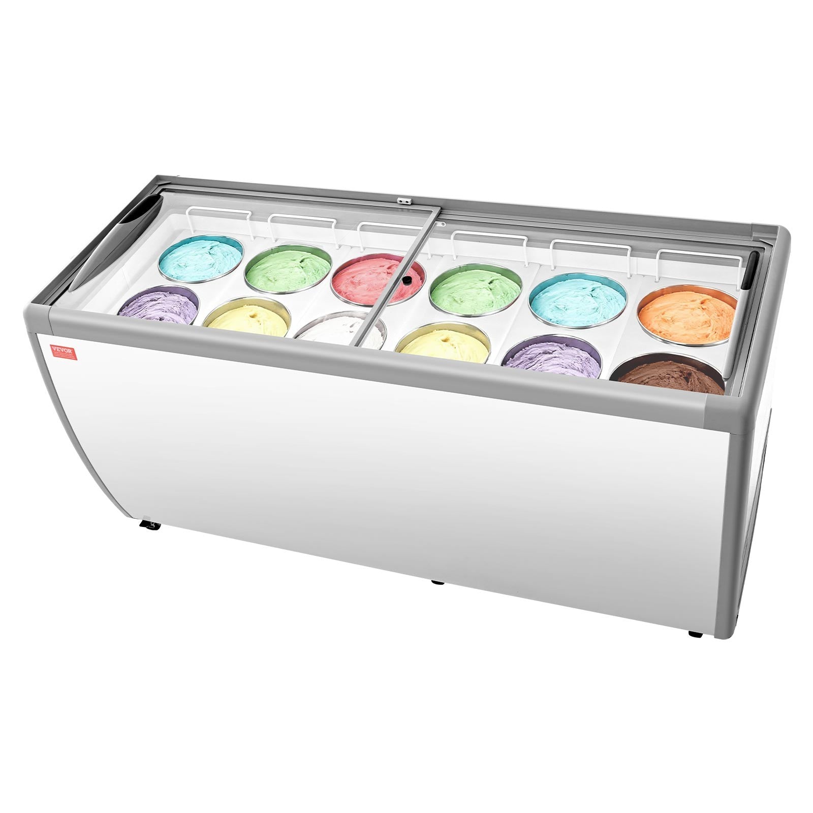 VEVOR Commercial Ice Cream Display Case 20 Cu.Ft Gelato Dipping Freezer Cabinet