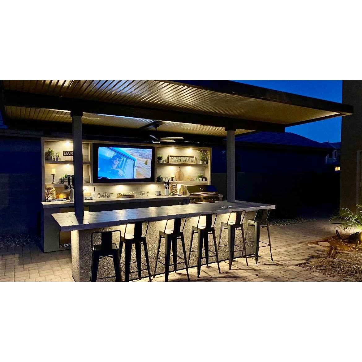 KoKoMo Outdoor Kitchen Pavilion – 20'x20' Luxury BBQ Island with 70" TV, Bar, Grill, Kegerator & More