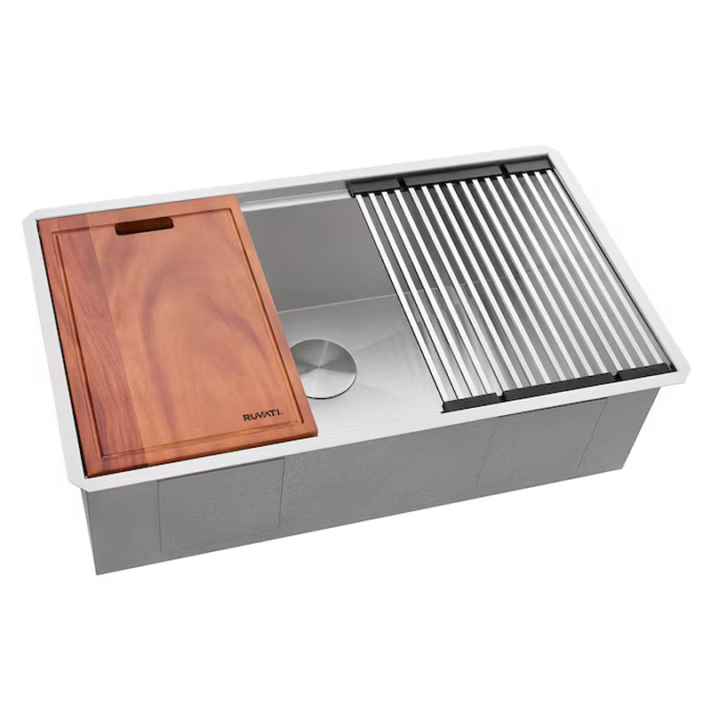 Roma Undermount 32-In X 19-In Stainless Steel Single Bowl 16 -Gauge Workstation Kitchen Sink