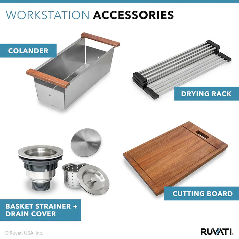 Roma Undermount 32-In X 19-In Stainless Steel Single Bowl 16 -Gauge Workstation Kitchen Sink