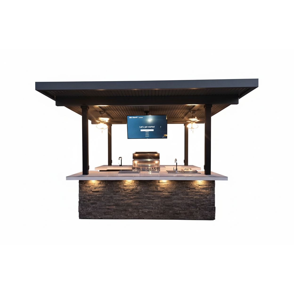 KoKoMo Big Island Sports Bar Outdoor Kitchen Grill – Dual 55” TVs + Built-In BBQ