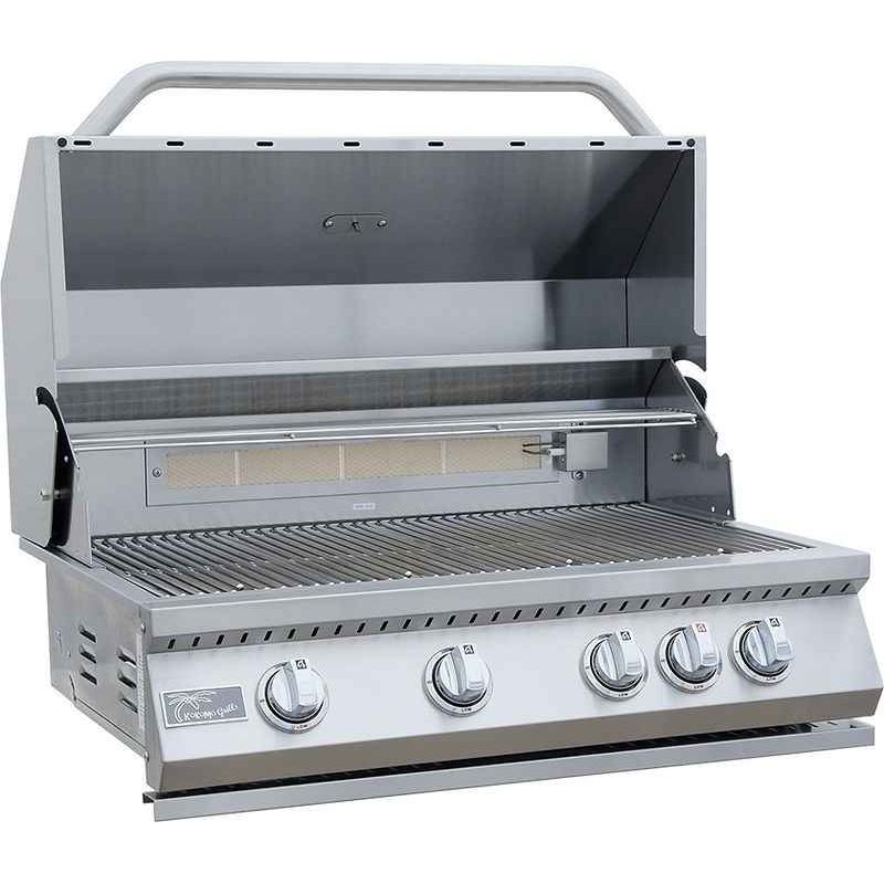 KoKoMo 7' Outdoor Kitchen Island with Grill – Built-In 32” Grill + Fridge