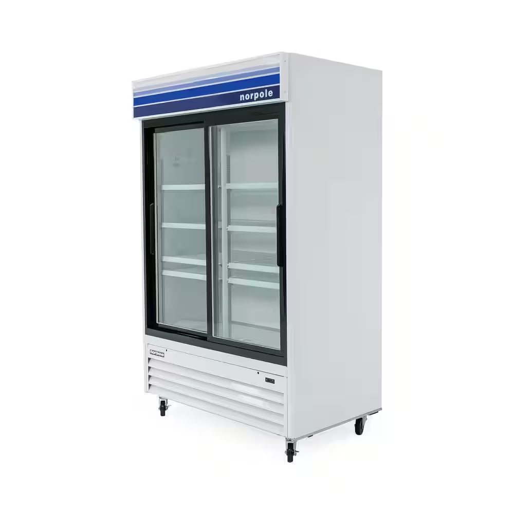 53 In. W 45 Cu. Ft. Glass Door Commercial Refrigerator in White and Black