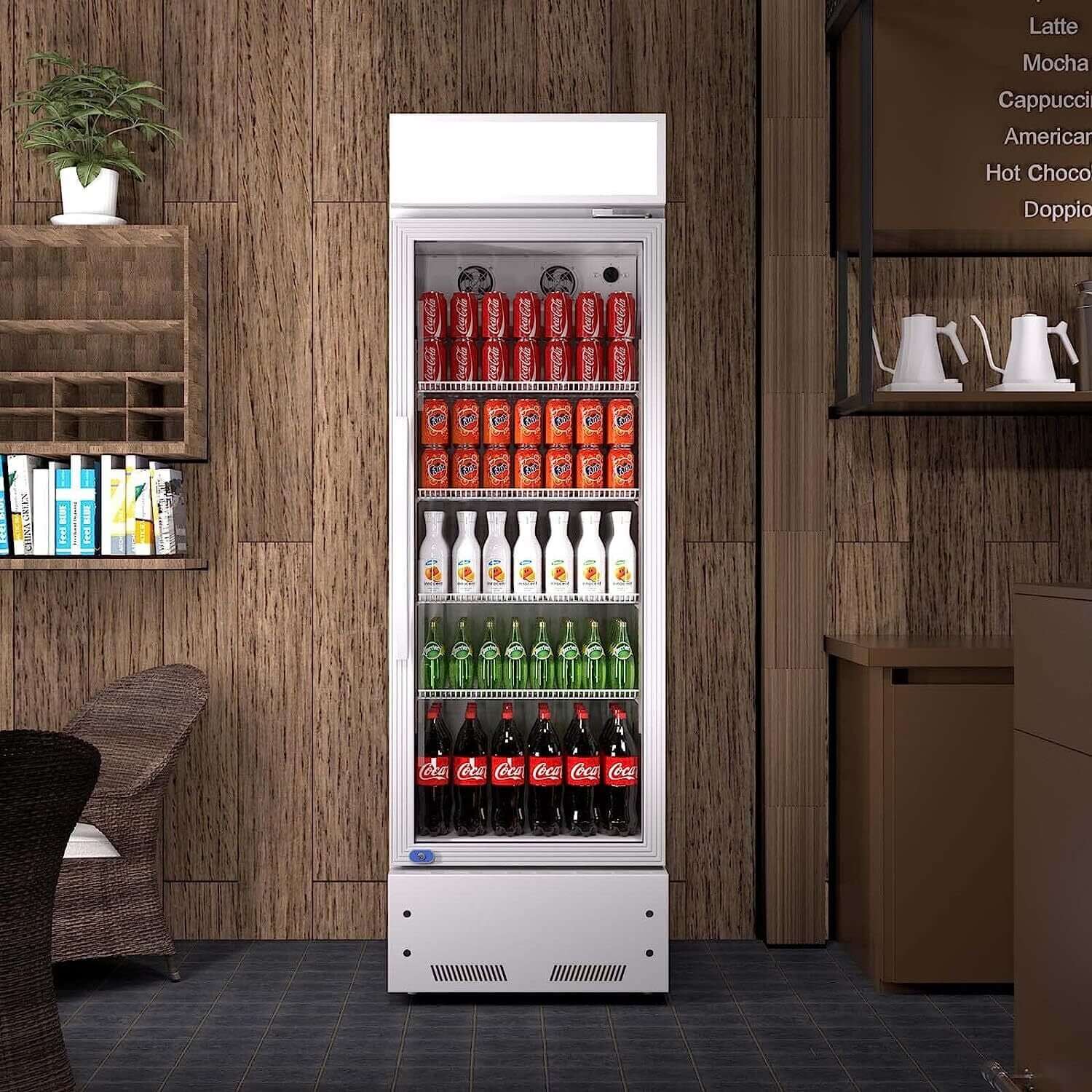 Heavy Duty Industrial Glass Door Beverage Merchandiser Refrigerator Cooler, 11 Cu.Ft (SAK04571)
