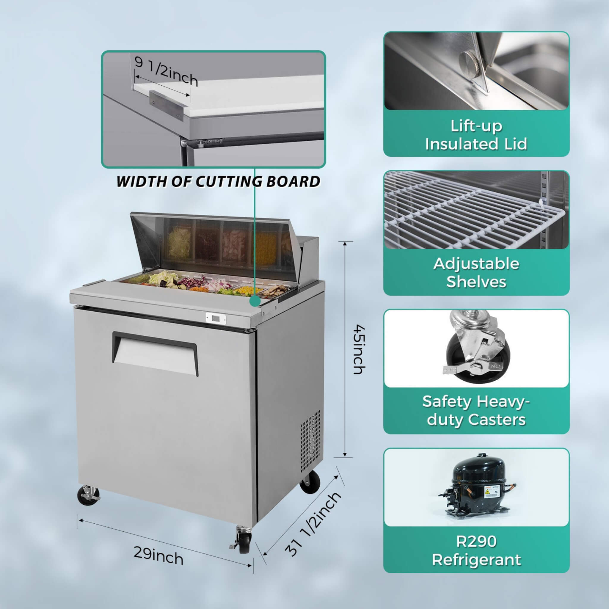 Sandwich & Salad Prep Table Commercial Refrigerator