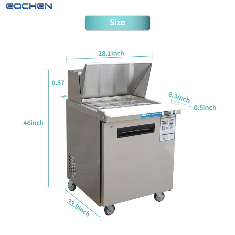27 inch Salad Sandwich Prep Table Refrigerator, Mega Top, Stainless Steel Food Prep Cooler