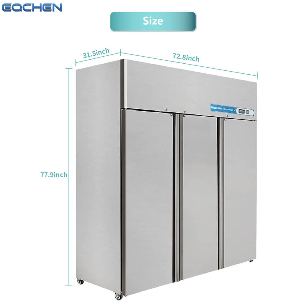 Commercial Reach in Fridge, 3 door 54 Cu.ft Stainless Steel Commercial Reach in Solid door Upright refrigerator