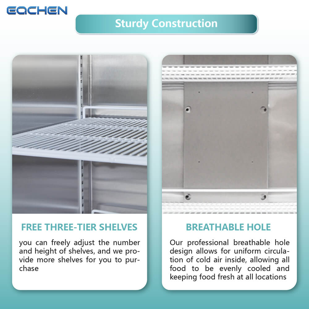 EQCHEN 72 Inch 3 Door Commercial Refrigerator