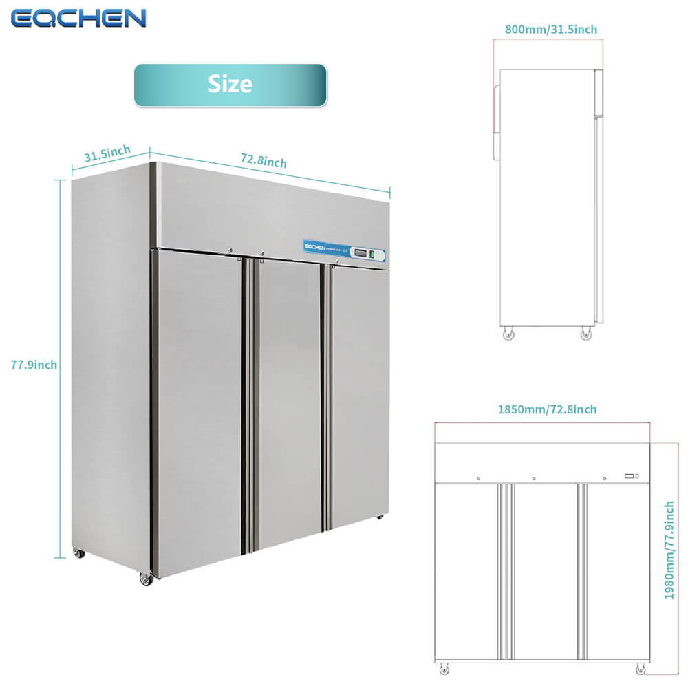 72 Inch 3 Door Commercial Grade Refrigerator And Freezer