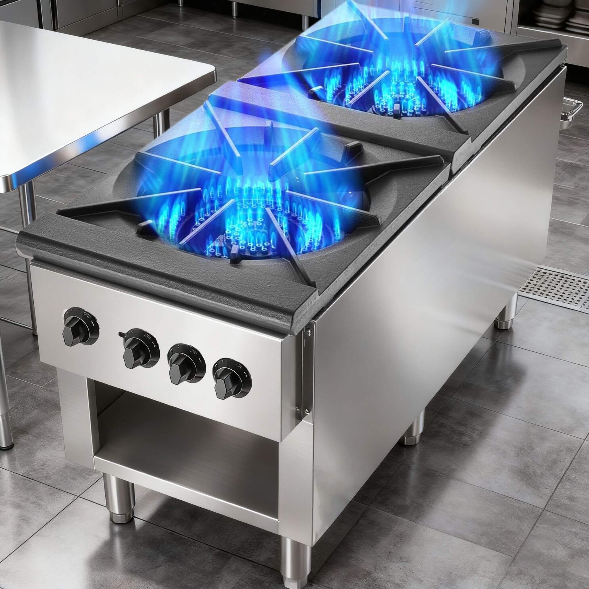 Commercial 2-Burner Stainless Gas Stove