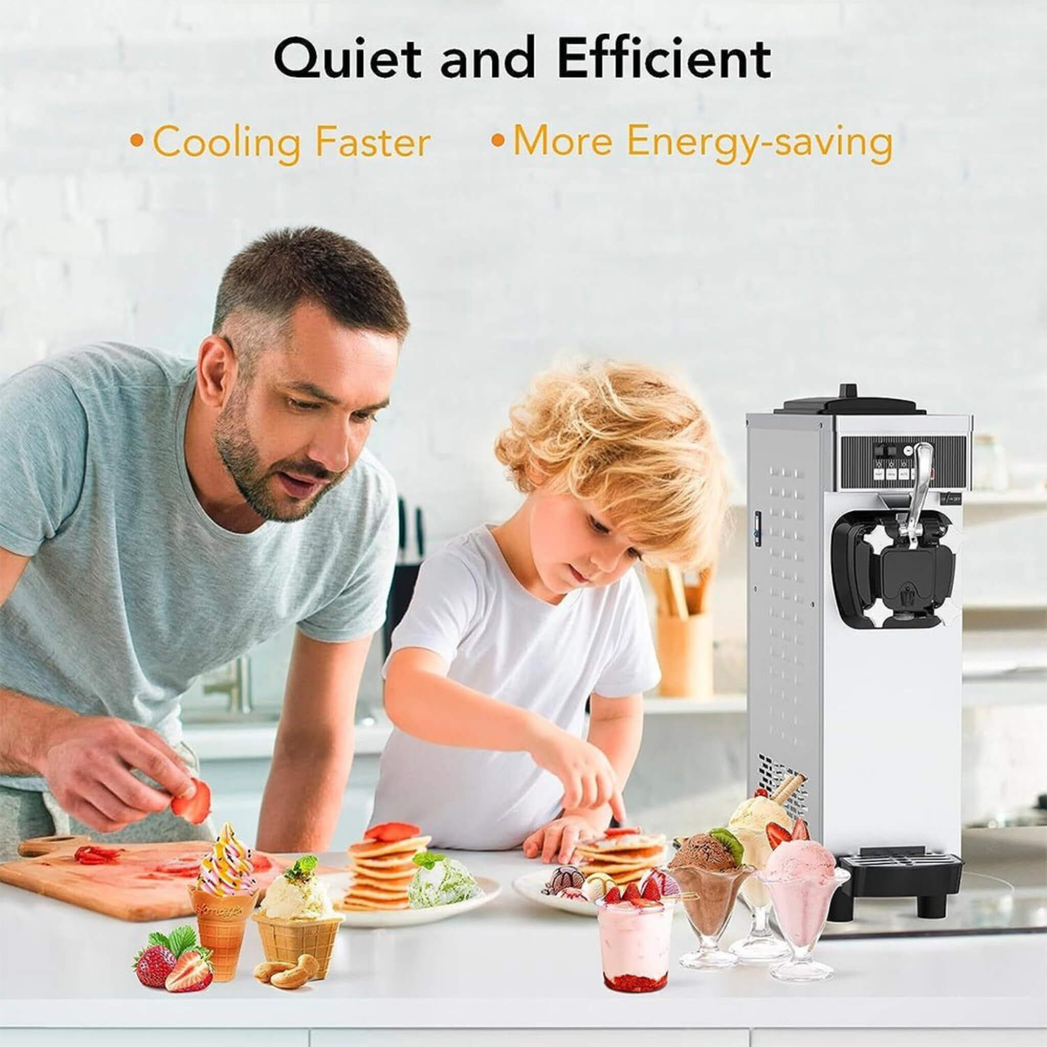 Premium Industrial Single Flavor Soft Serve Ice Cream Maker Machine, 1200W (SAK81752)