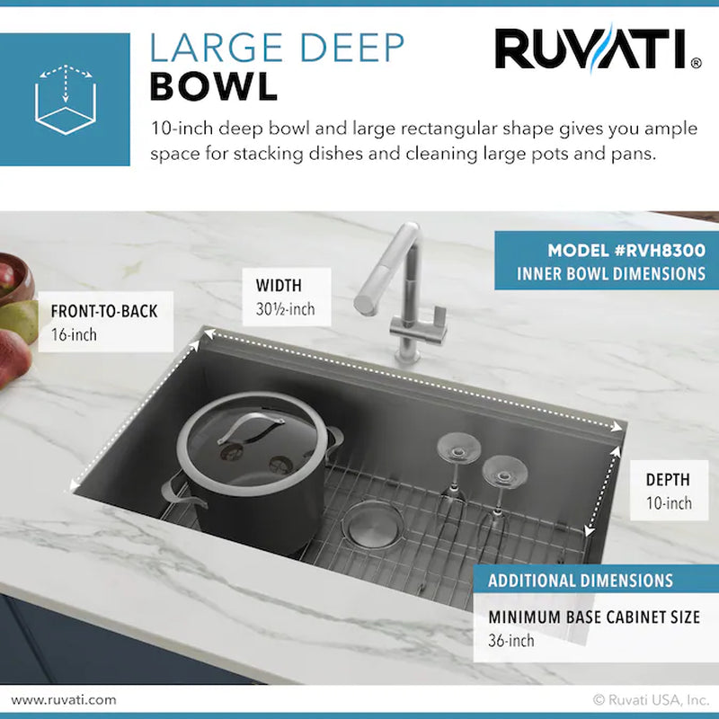 Roma Undermount 32-In X 19-In Stainless Steel Single Bowl 16 -Gauge Workstation Kitchen Sink