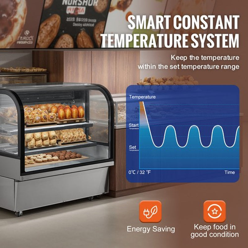47" Commercial Refrigerated Display Case 2-Tier Bakery Cooler Showcase 18 Cu.Ft