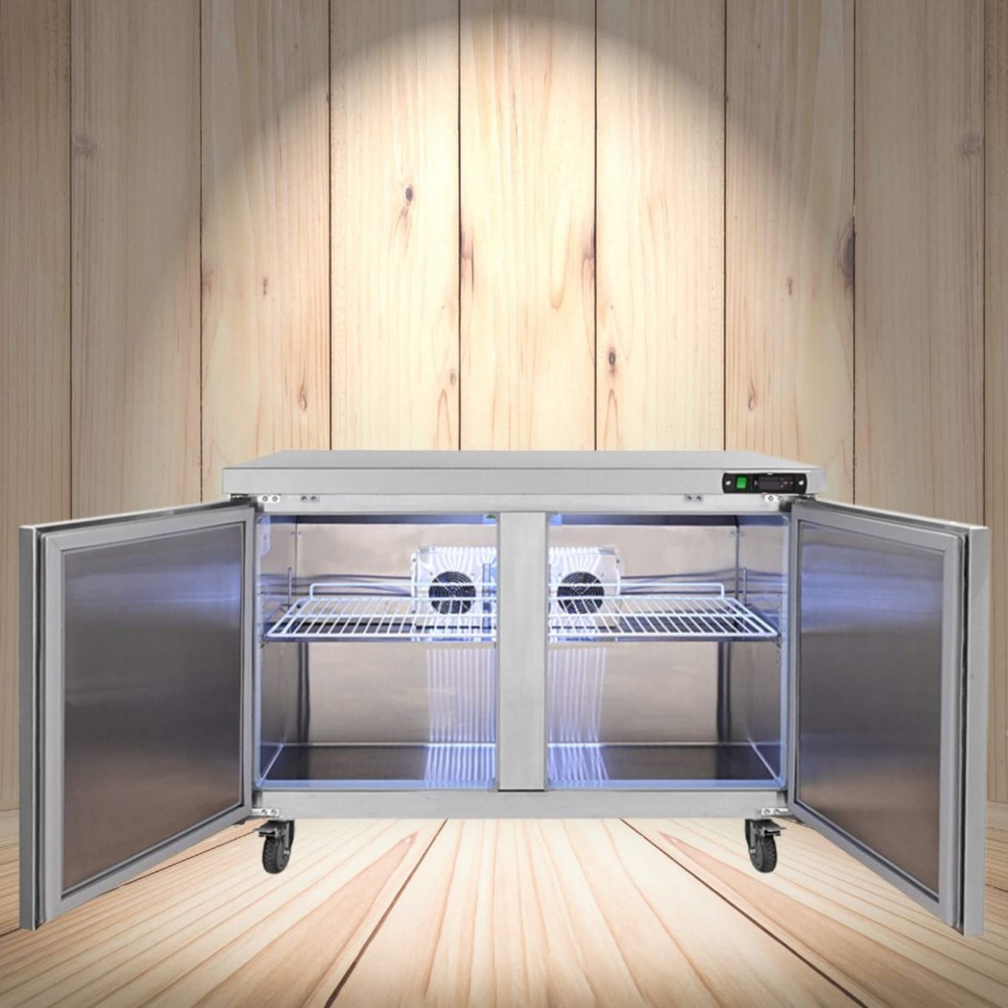 12.9 Cu.Ft 2-Door Commercial Stainless Steel Worktop Undercounter Refrigerator, 48" (SAK13725)