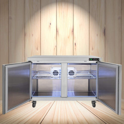 12.9 Cu.Ft 2-Door Commercial Stainless Steel Worktop Undercounter Refrigerator, 48" (SAK13725)