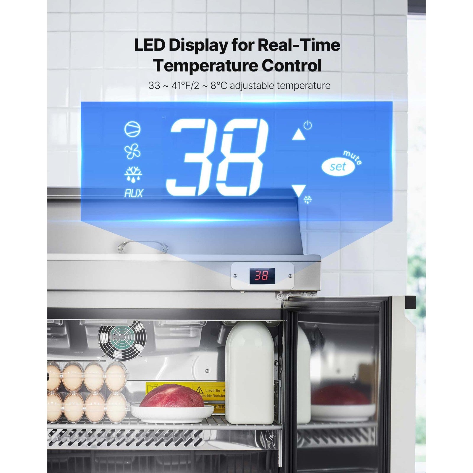 Commercial Refrigerated Sandwich Prep Worktable Stainless Steel Single Door