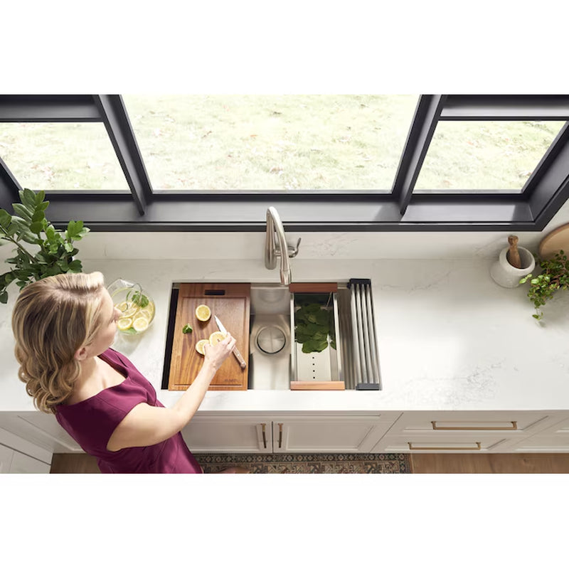 Roma Undermount 32-In X 19-In Stainless Steel Single Bowl 16 -Gauge Workstation Kitchen Sink