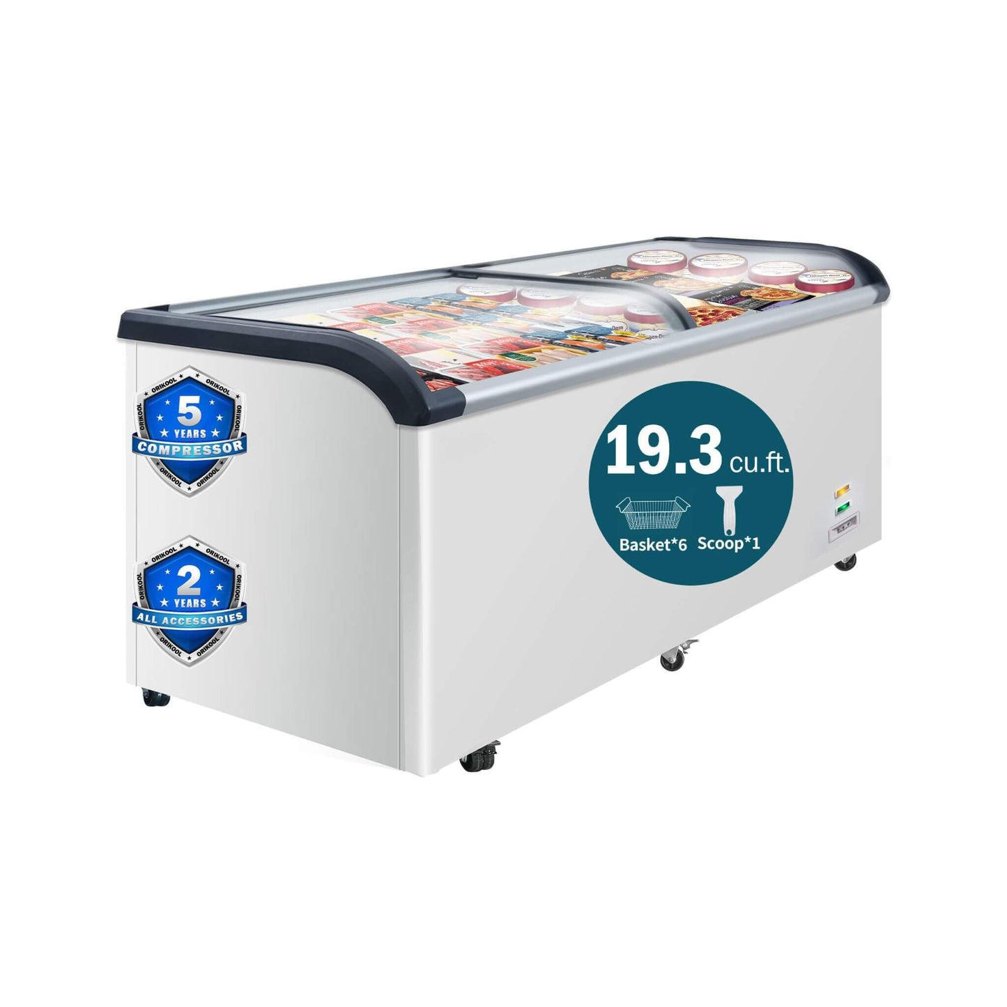 19.3 Cu.Ft Curved-Glass Commercial Display Ice Cream Freezer (SAK81726)