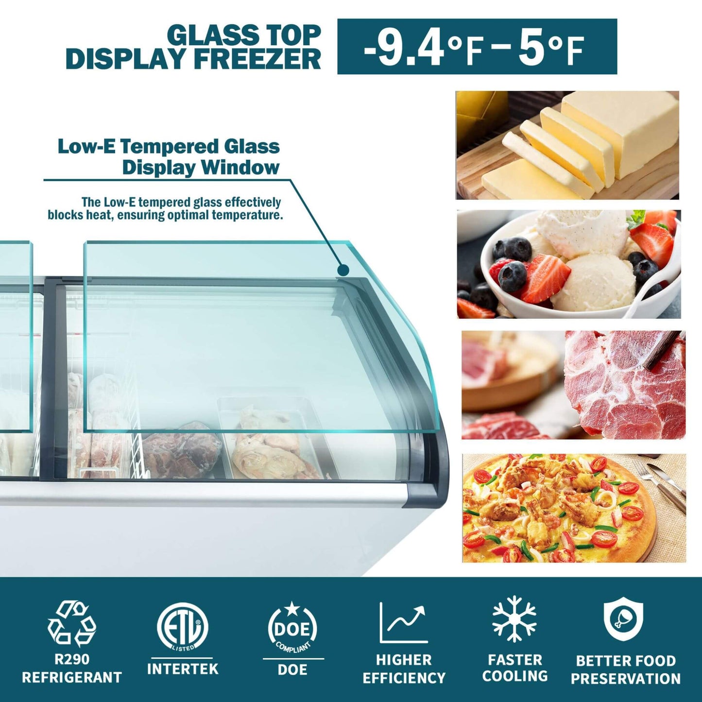 19.3 Cu.Ft Curved-Glass Commercial Display Ice Cream Freezer (SAK81726)