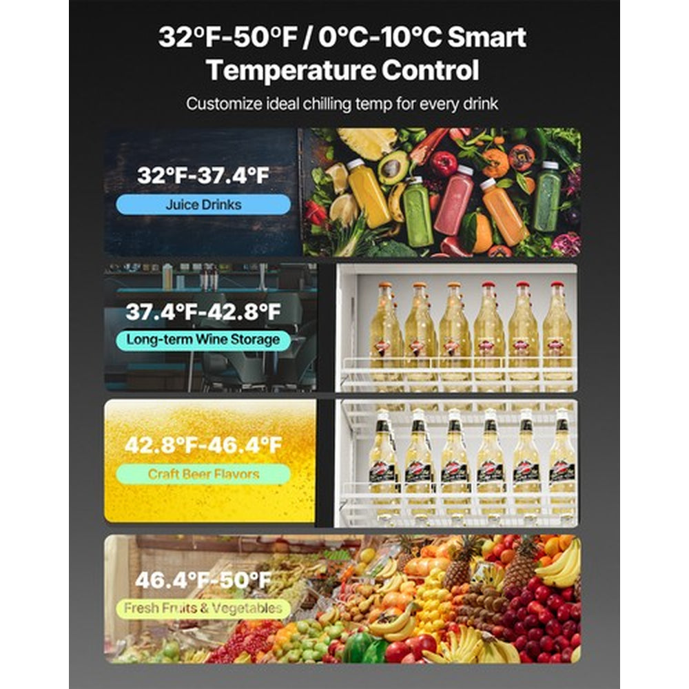 VEVOR Commercial Merchandiser Refrigerator 36.27CU.FT Glass Door Beverage Fridge