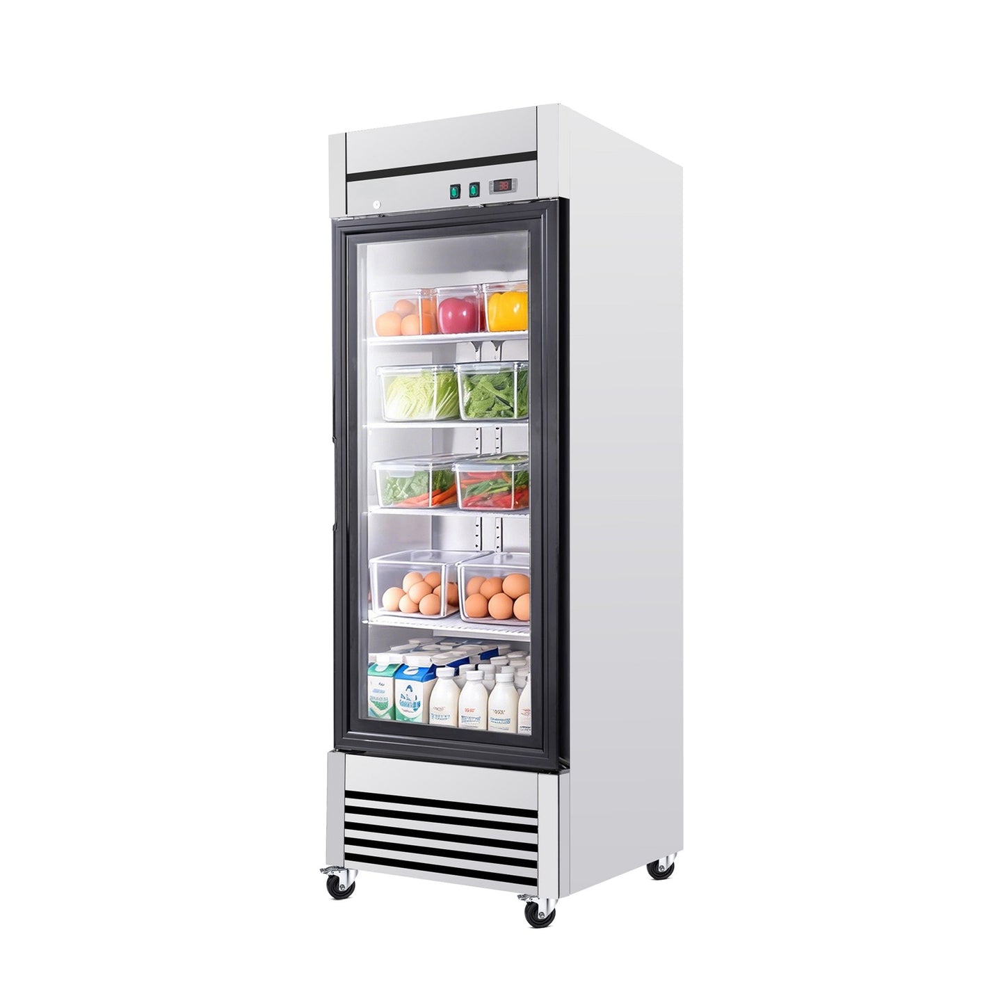 27-Inch Commercial Single Glass Door Reach-In Display Refrigerator (SAK30864)
