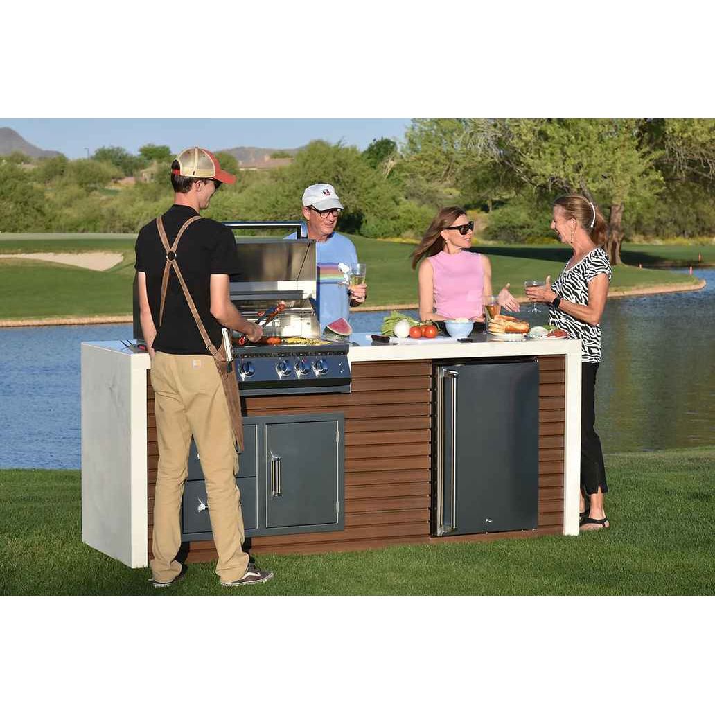 KoKoMo Outdoor Kitchen Island with Waterfall Edge – 32” Built-In Grill