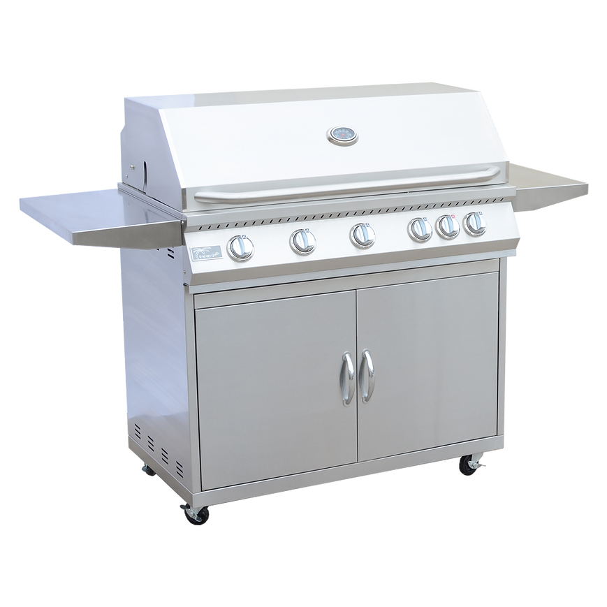KoKoMo BBQ Grill Classic 40” 5-Burner Freestanding with Cart - 304 Stainless Steel