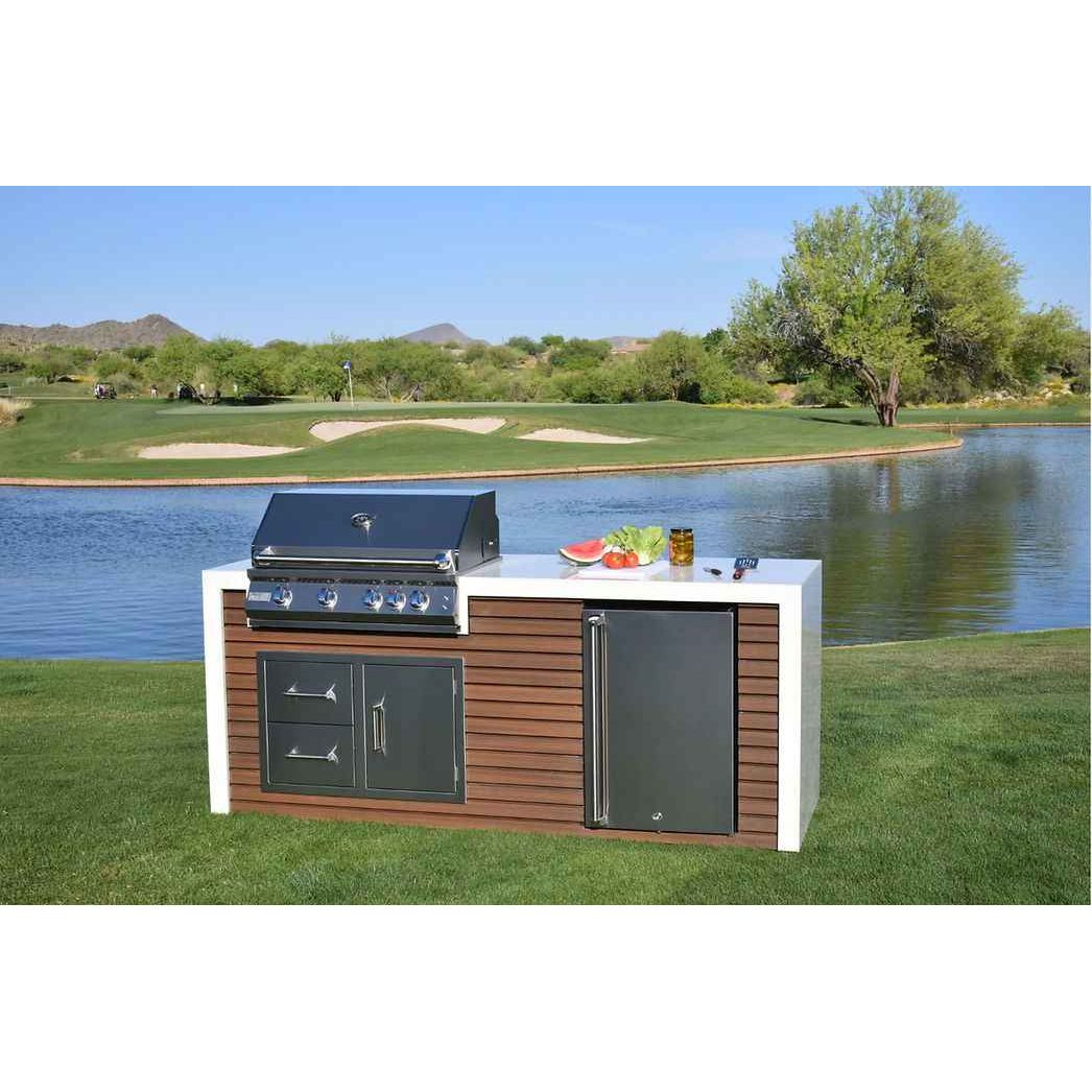 KoKoMo Outdoor Kitchen Island with Waterfall Edge – 32” Built-In Grill