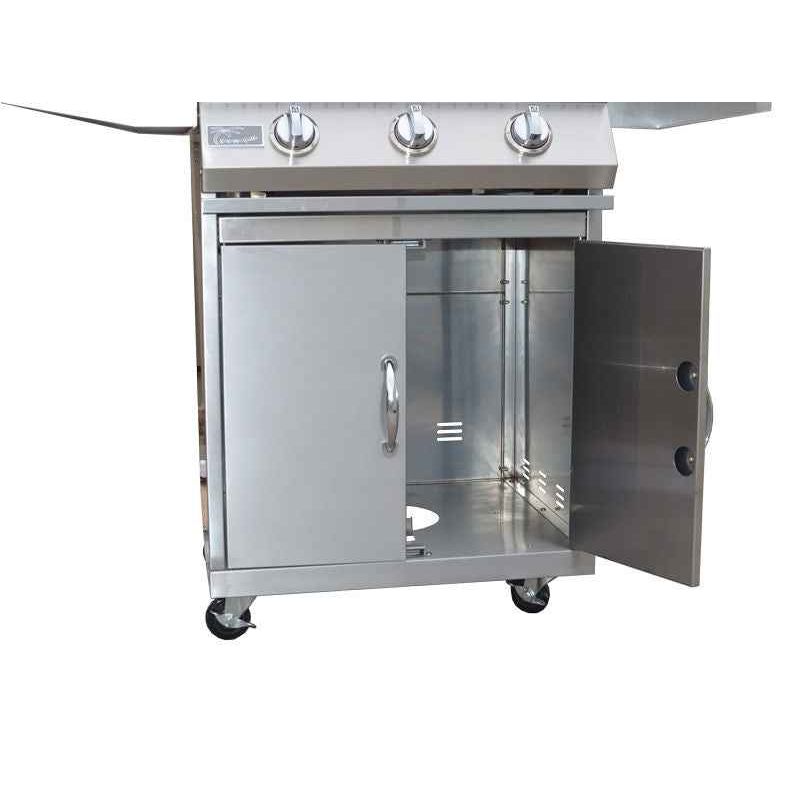KoKoMo 26” BBQ Grill with 3-Burner Stainless Steel Cart – Freestanding