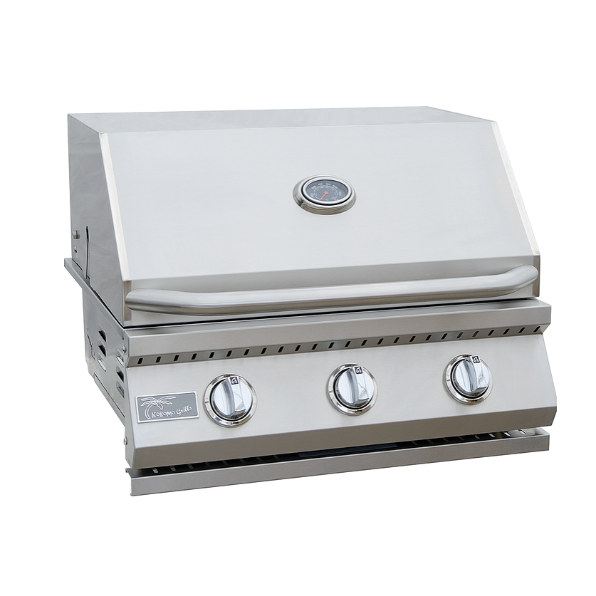 KoKoMo 26” BBQ Grill with 3-Burner Stainless Steel Cart – Freestanding