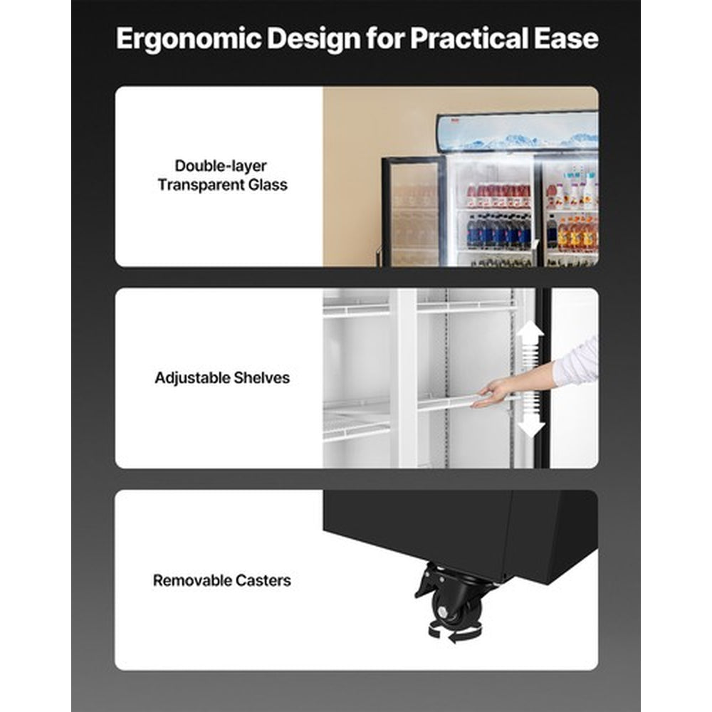 VEVOR Commercial Merchandiser Refrigerator 36.27CU.FT Glass Door Beverage Fridge