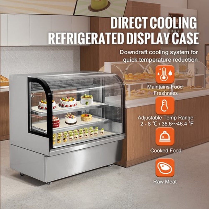 47" Commercial Refrigerated Display Case 2-Tier Bakery Cooler Showcase 18 Cu.Ft