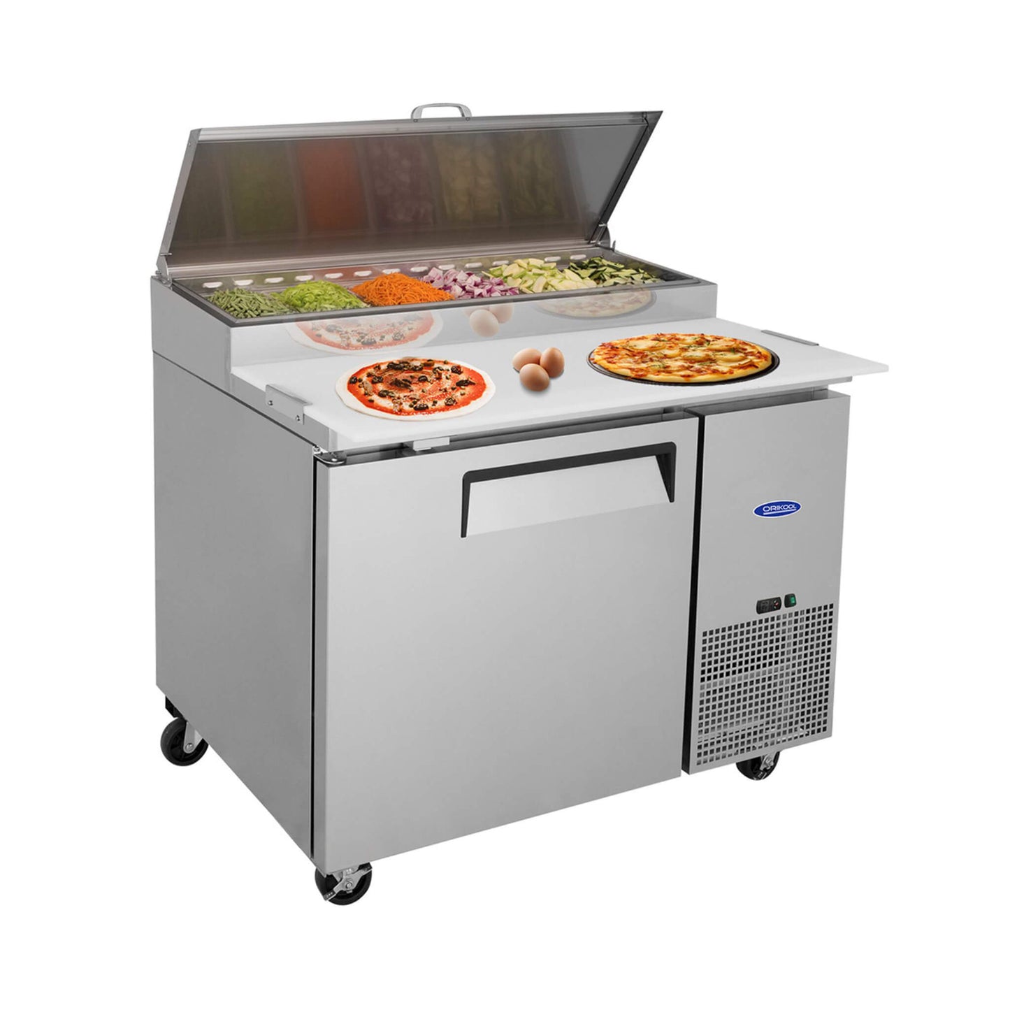 44" Commercial Pizza Prep Table With Built-In 11 Cu.Ft. Refrigerator (SAK09621)