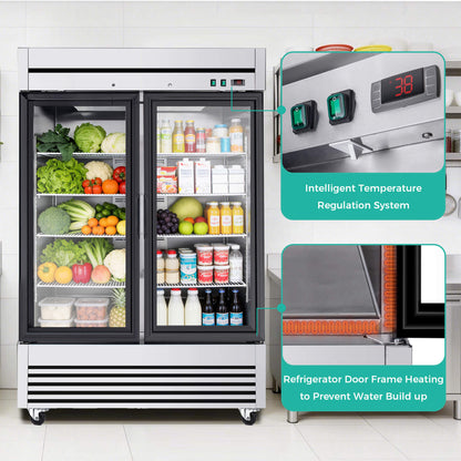 49-Inch Upright Commercial Reach-In Display Refrigerator (SAK16785)