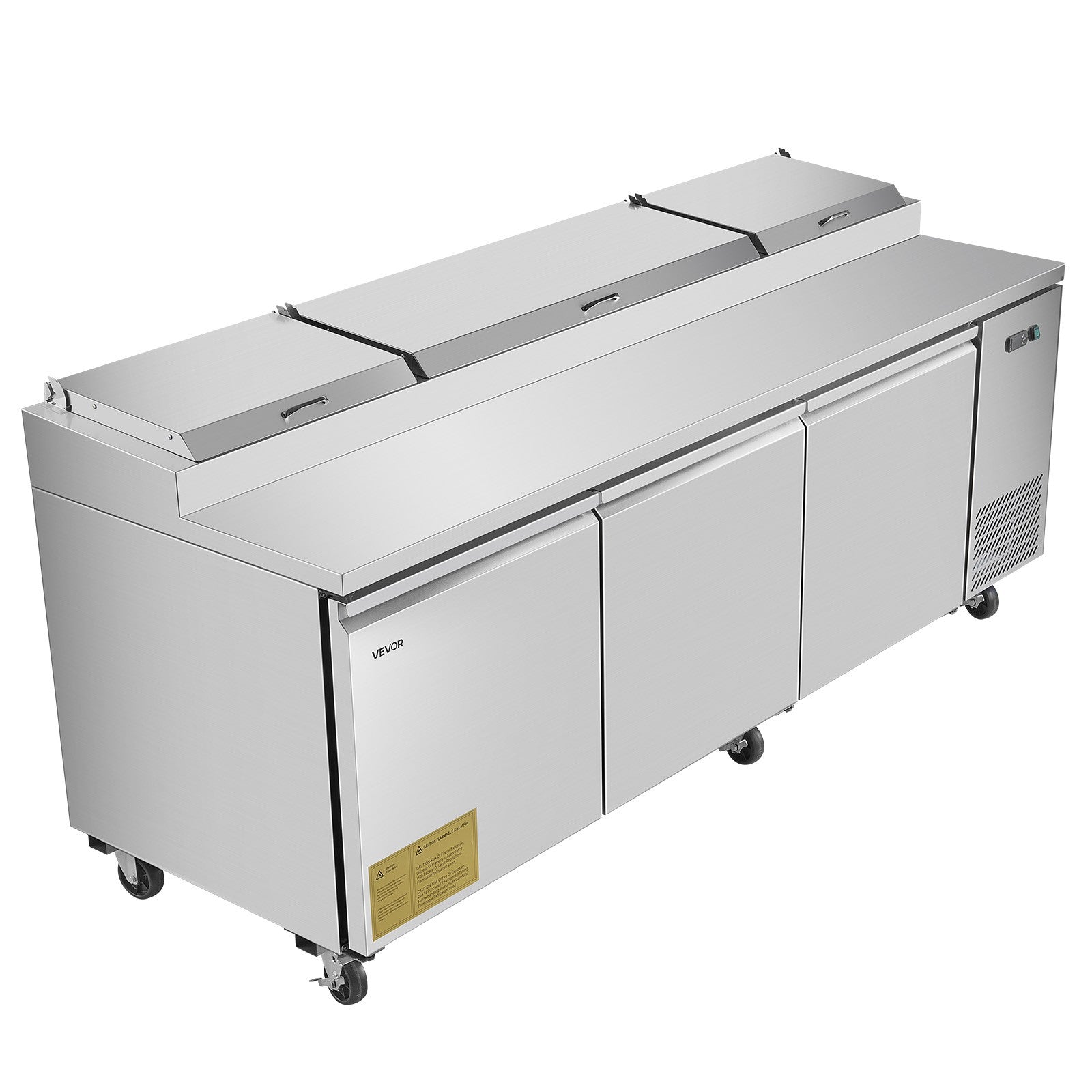 VEVOR Commercial Refrigerated Pizza Prep Table Stainless Steel Fridge Tripledoor