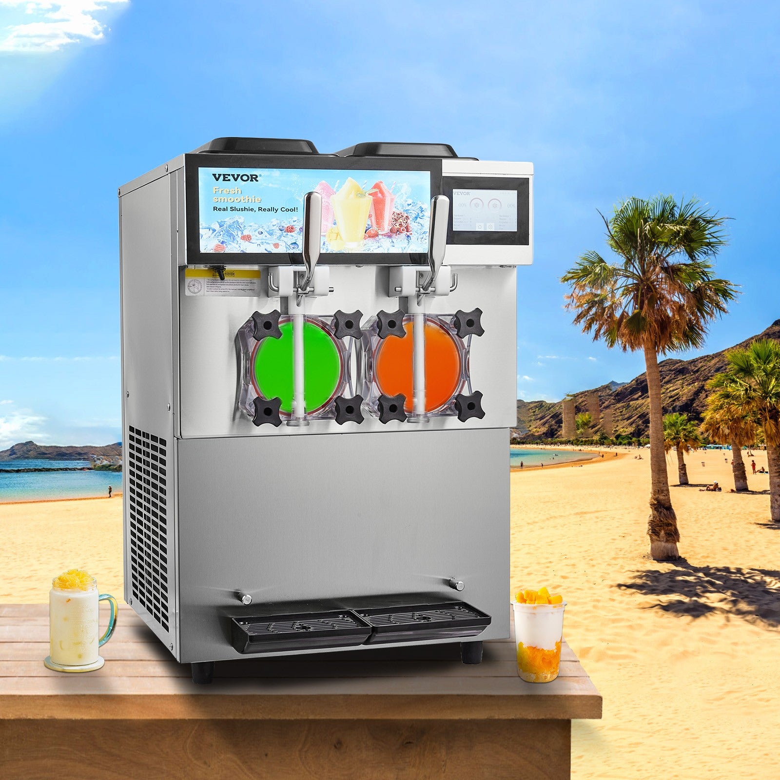 VEVOR 2 X 12L / 3.17 Gal Commercial Slushy Machine Margarita Smoothie Frozen