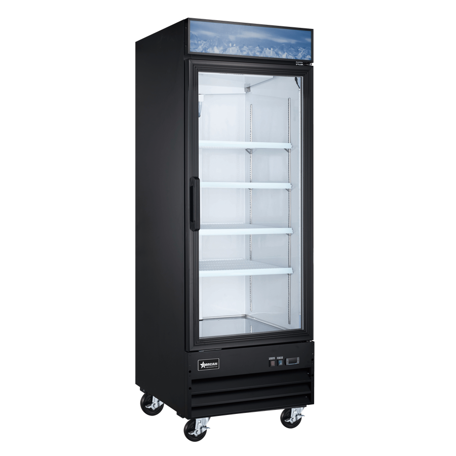 31” One (1) Glass Door Display Freezer, 23 cu.ft. (648 L), Black