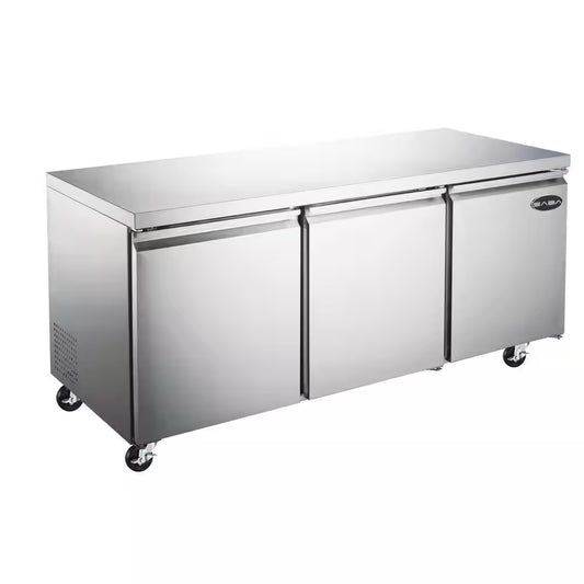 72 In. W 15.5 Cu. Ft. Commercial under Counter Refrigerator Cooler in Stainless Steel