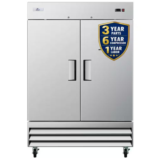 54 In. W 47 Cu.Ft. Commercial Auto-Defrost 2-Door Refrigerator in Stainless Steel