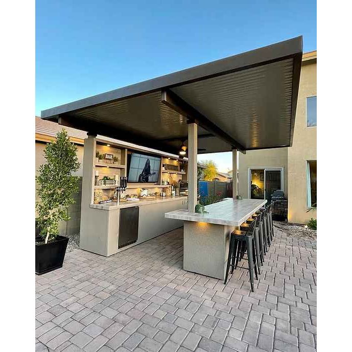 KoKoMo Outdoor Kitchen Pavilion – 20'x20' Luxury BBQ Island with 70" TV, Bar, Grill, Kegerator & More