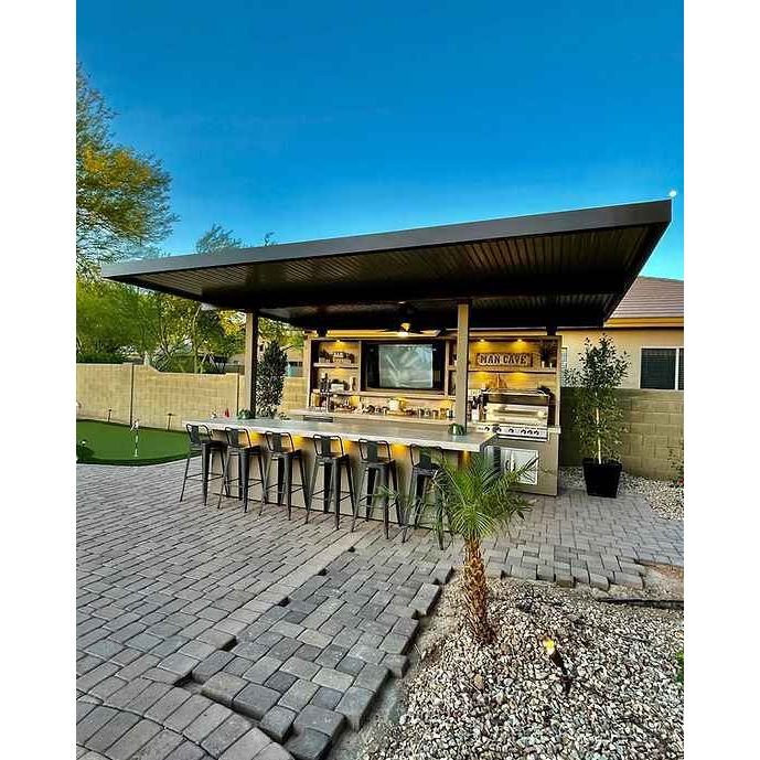 KoKoMo Outdoor Kitchen Pavilion – 20'x20' Luxury BBQ Island with 70" TV, Bar, Grill, Kegerator & More