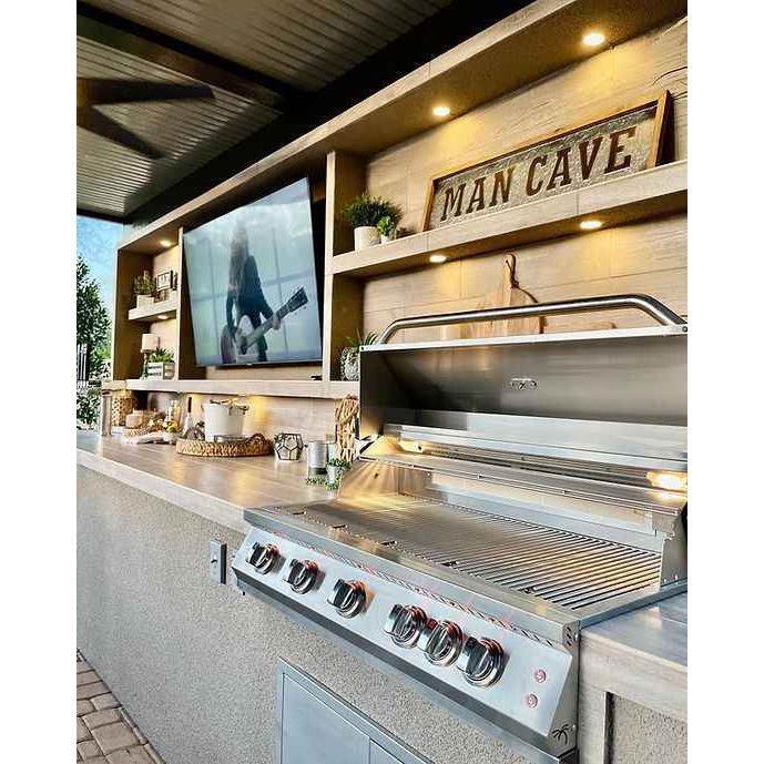 KoKoMo Outdoor Kitchen Pavilion – 20'x20' Luxury BBQ Island with 70" TV, Bar, Grill, Kegerator & More