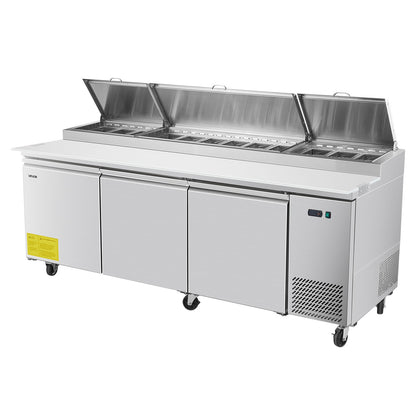 VEVOR Commercial Refrigerated Pizza Prep Table Stainless Steel Fridge Tripledoor